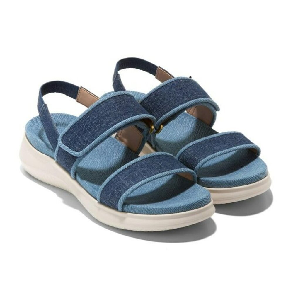 Cole Haan Meritt Women's Zerogrand Denim Platform Sandals Size 8.5 (MSRP $175)